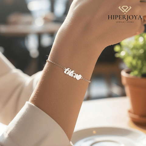Pulsera personalizada de tita plata