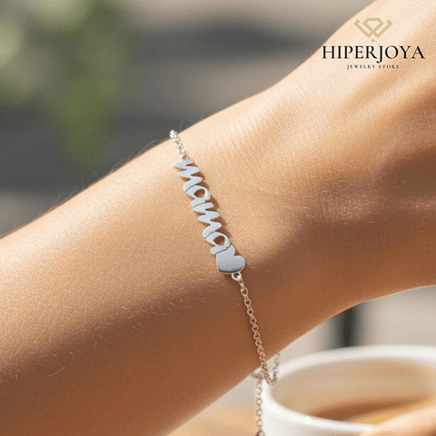 Pulsera personalizada de mamá plata