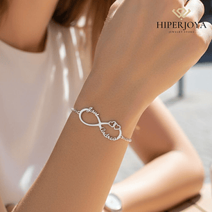 Pulsera con nombres en infinito plata