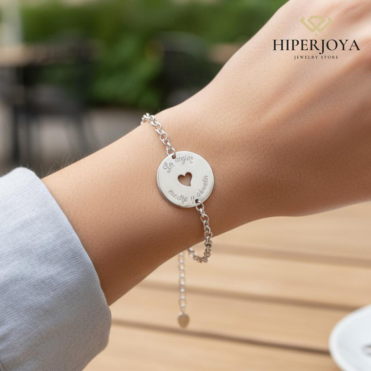 Pulsera personalizada abuela plata 2