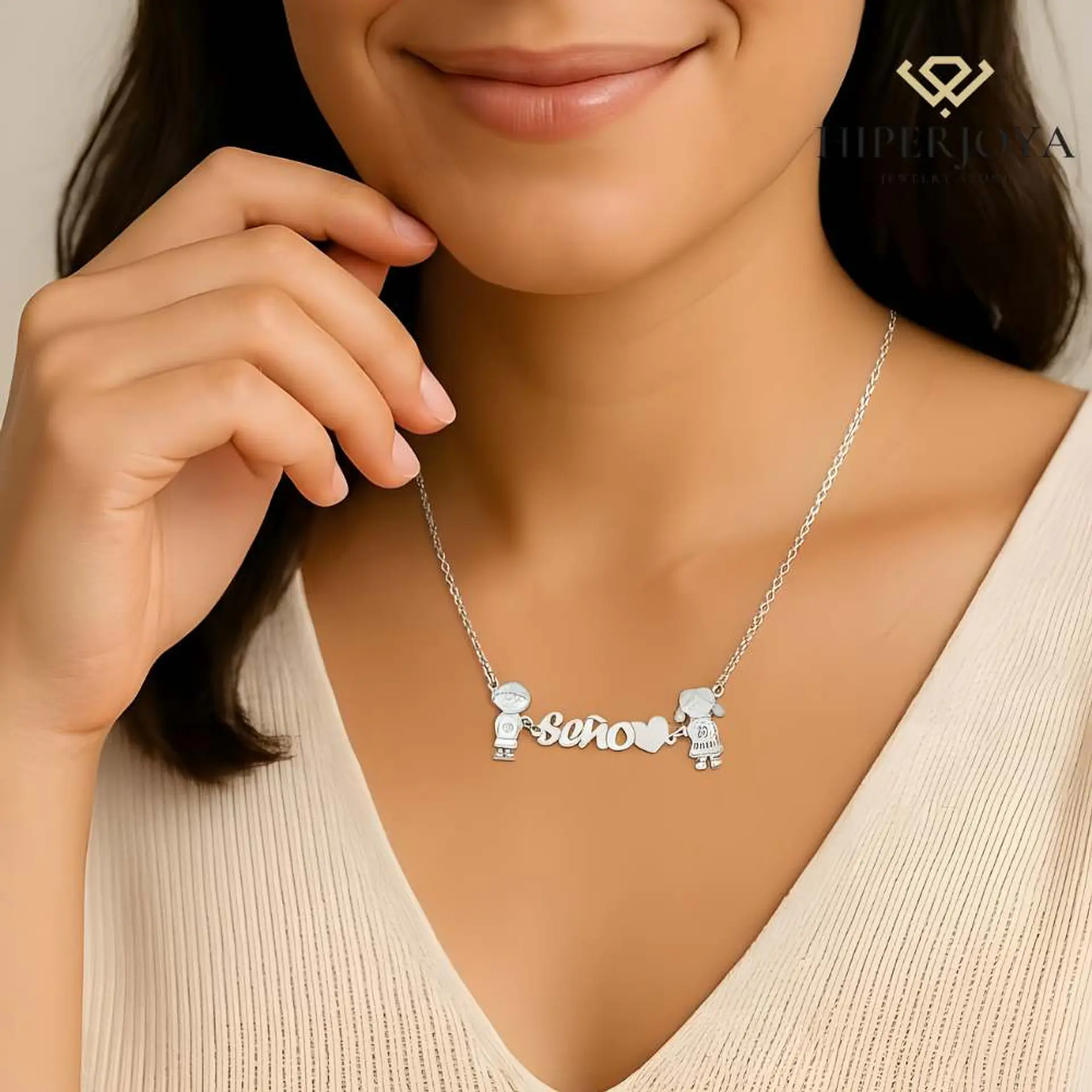 Colgante seño niño y niña plata 6