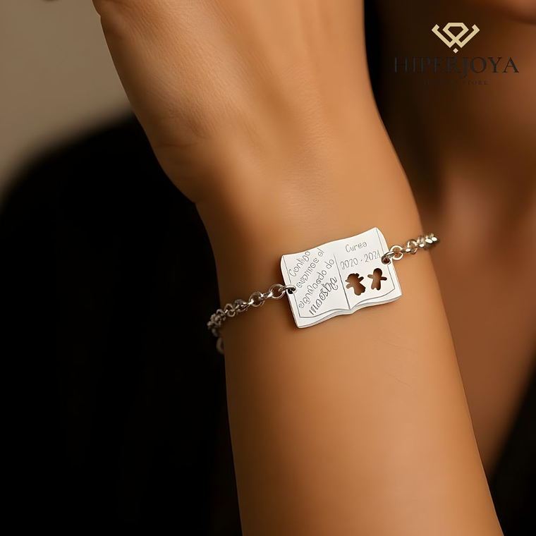 Pulsera personalizada maestra y curso plata 2