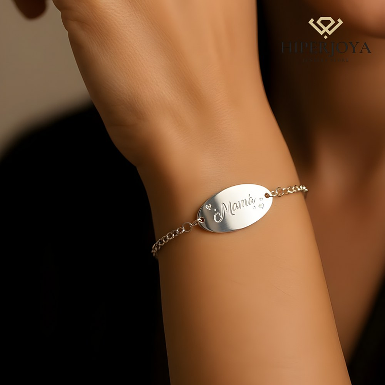 Pulsera personalizada para mamá plata 1