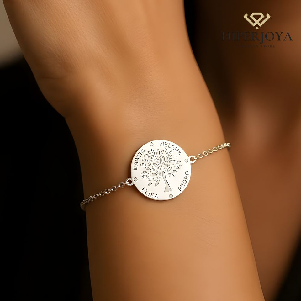 Pulsera personalizada árbol de la suerte plata 2