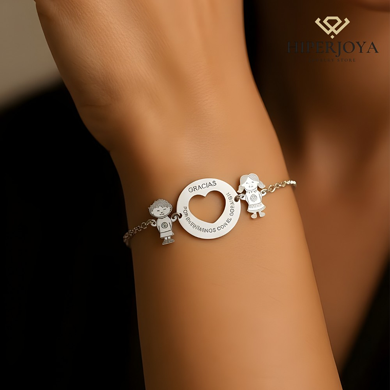 Pulsera personalizada con leyenda para maestra plata 2