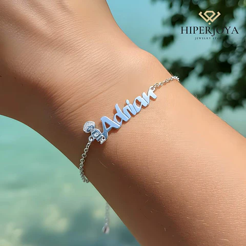 Pulsera personalizada nombre de niño plata