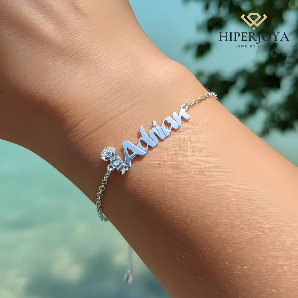 Pulsera personalizada nombre de niño plata 4
