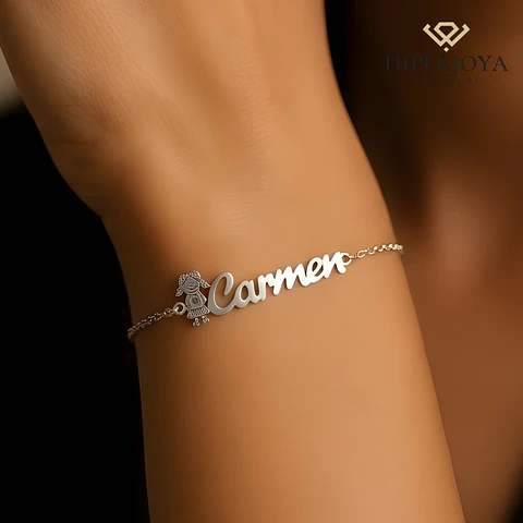 Pulsera personalizada nombre de niña plata 