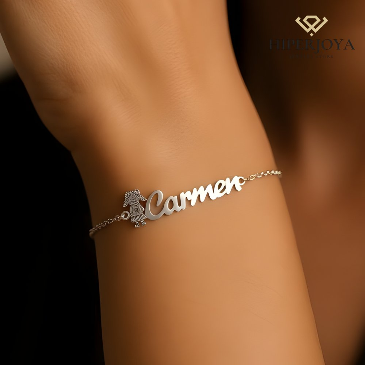 Pulsera personalizada nombre de niña plata  5