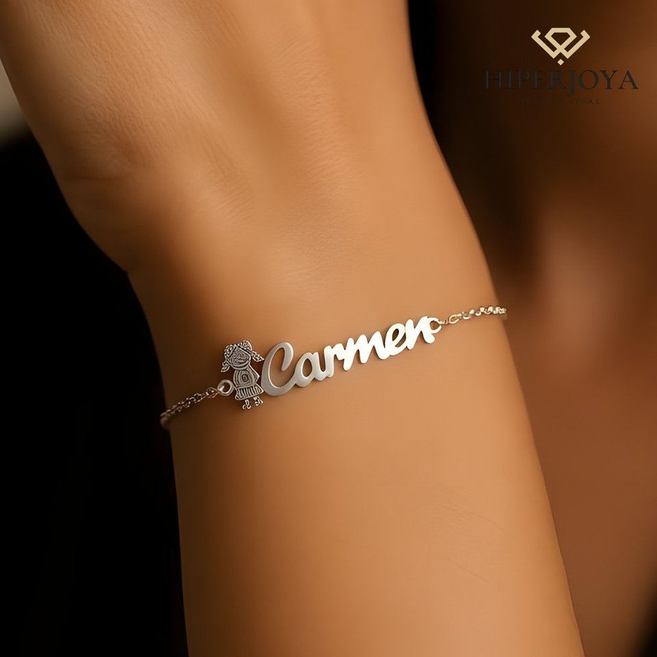Pulsera personalizada nombre de niña plata  5