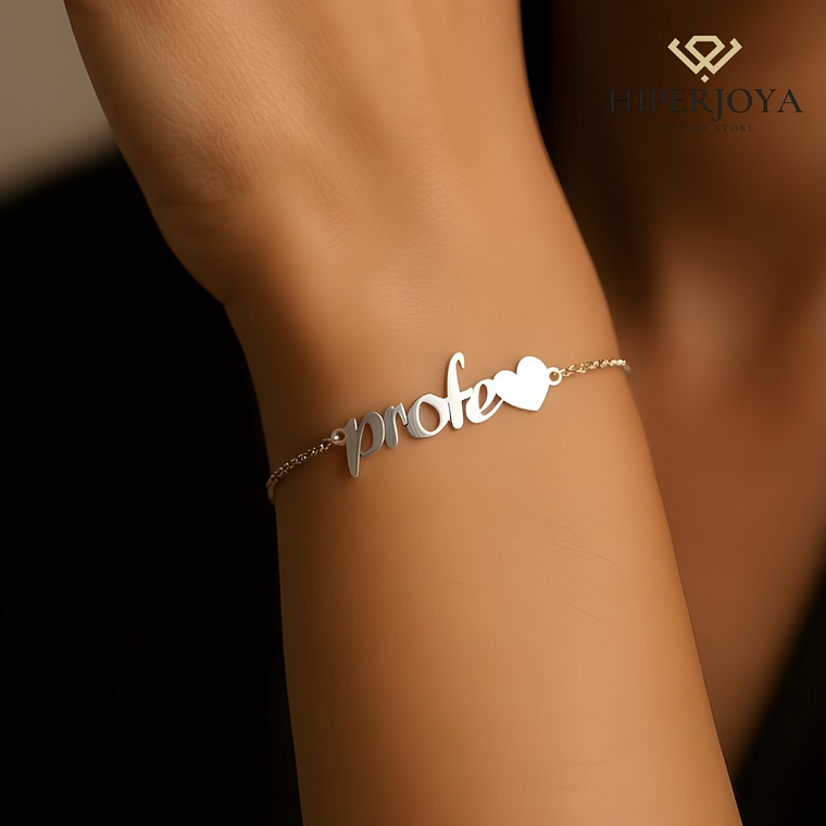 Pulsera personalizada profe plata 2
