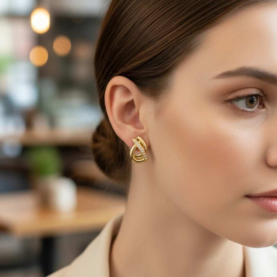 Pendientes dorados con cierre omega  2