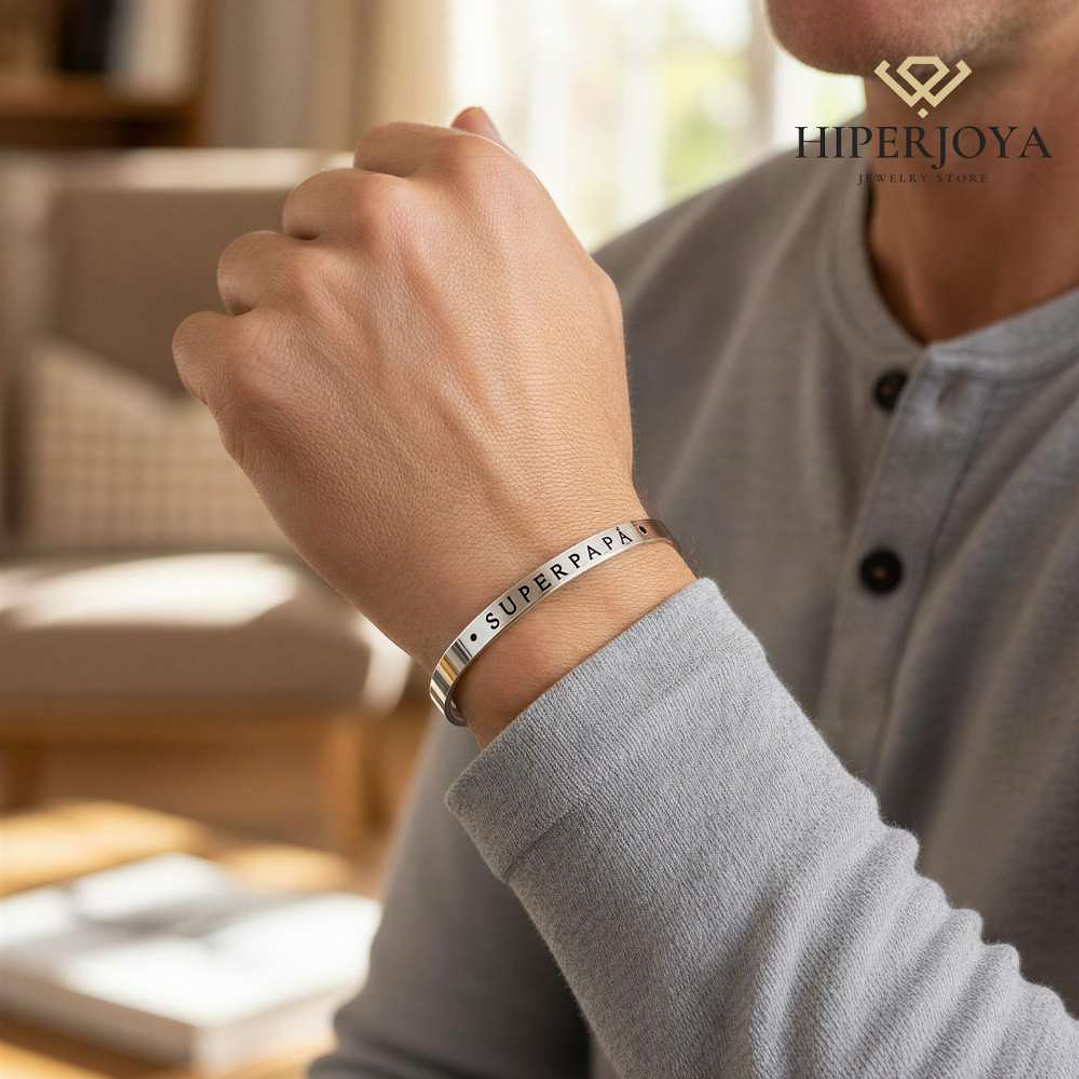 Brazalete para papá personalizado de acero  2