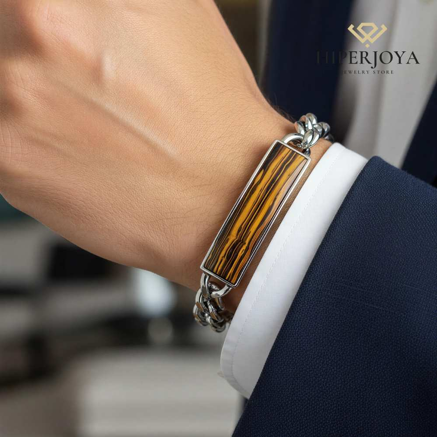 Pulsera de caballero de acero barbada 2