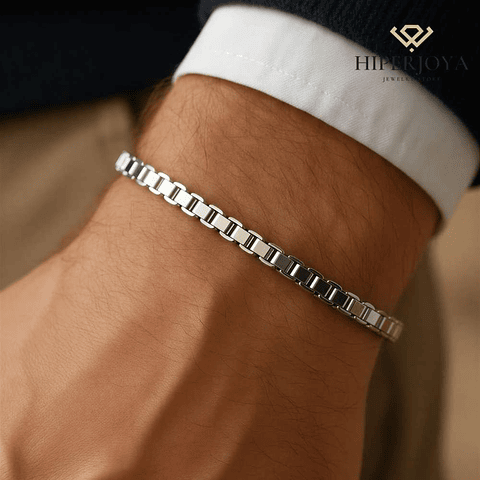 Pulsera de caballero de acero veneciana 