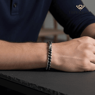 Pulsera de caballero con acero y cuero 