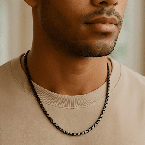 Cadena para caballero antracita de acero 
