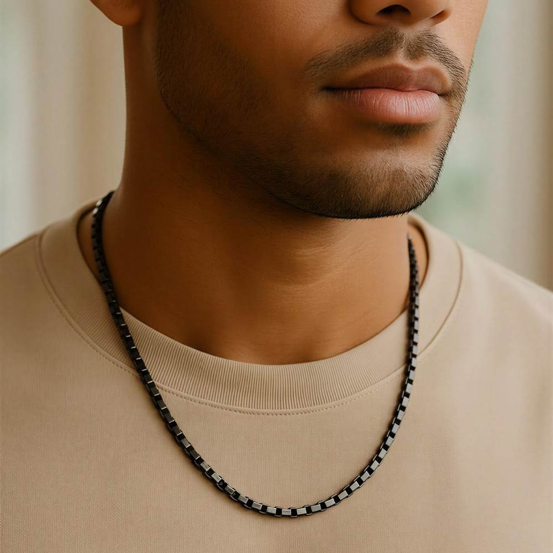 Cadena para caballero antracita de acero  2