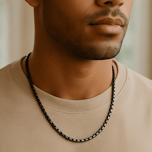 Cadena para caballero antracita de acero 