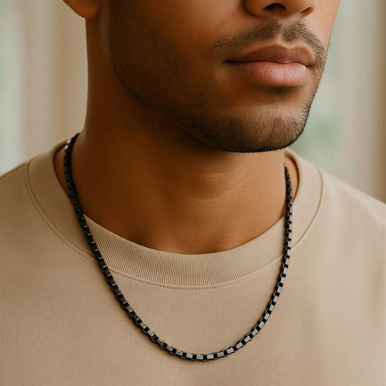 Cadena para caballero antracita de acero  2