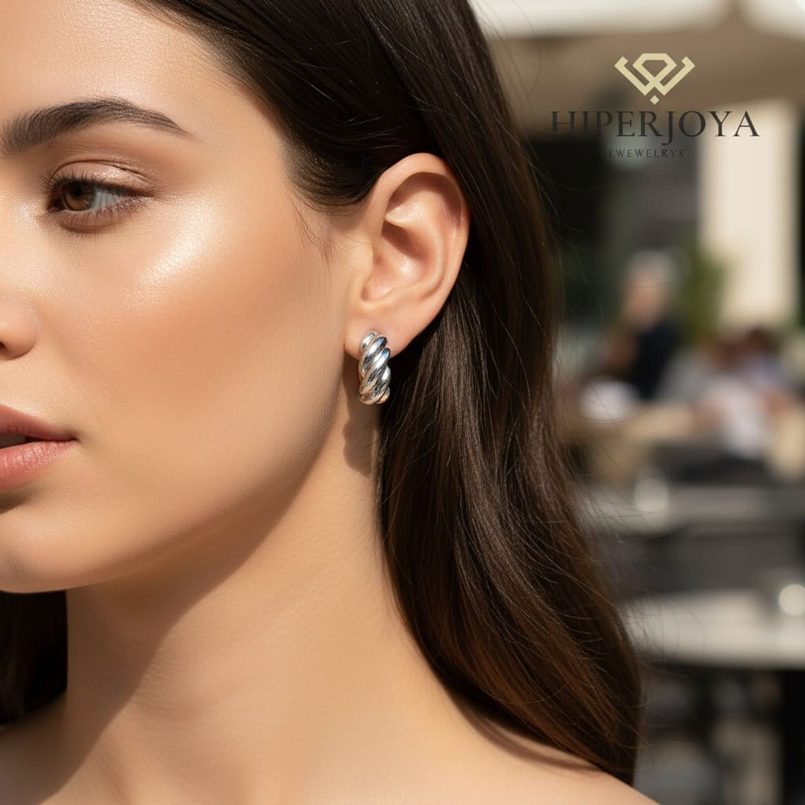 Pendientes de plata de ley  2