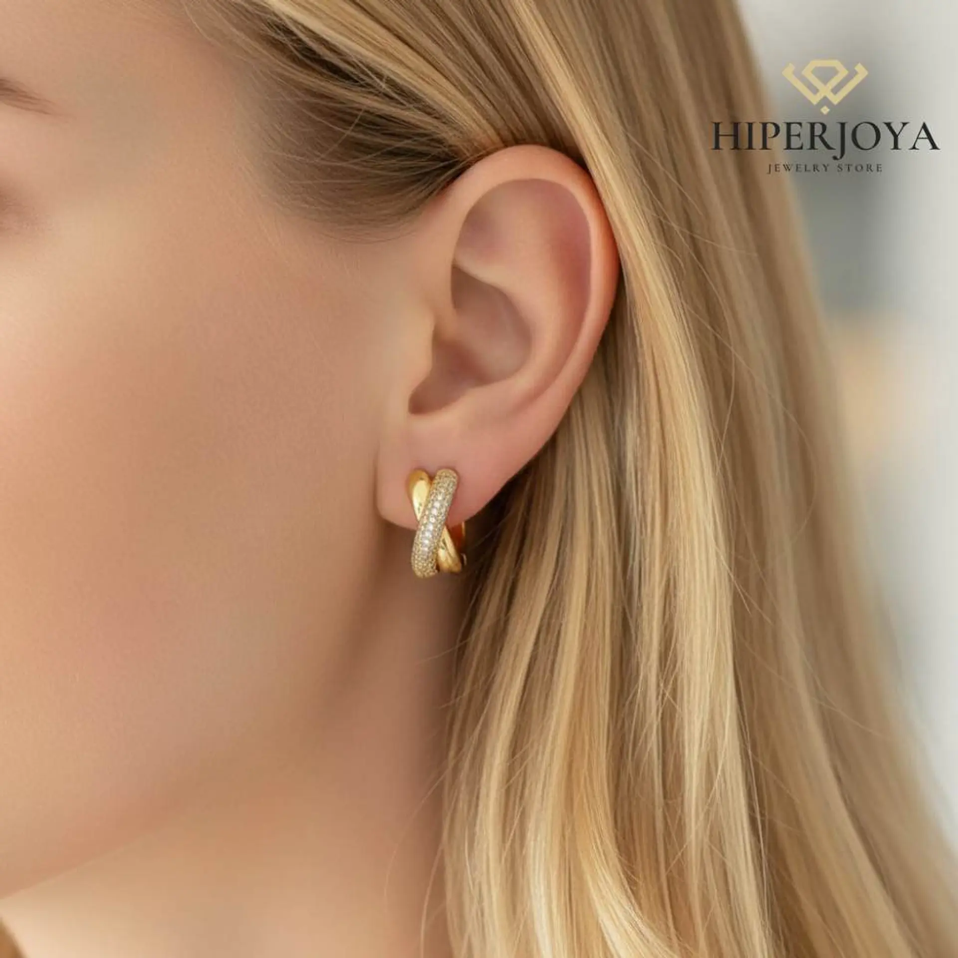 Pendientes plata bañado en oro  2