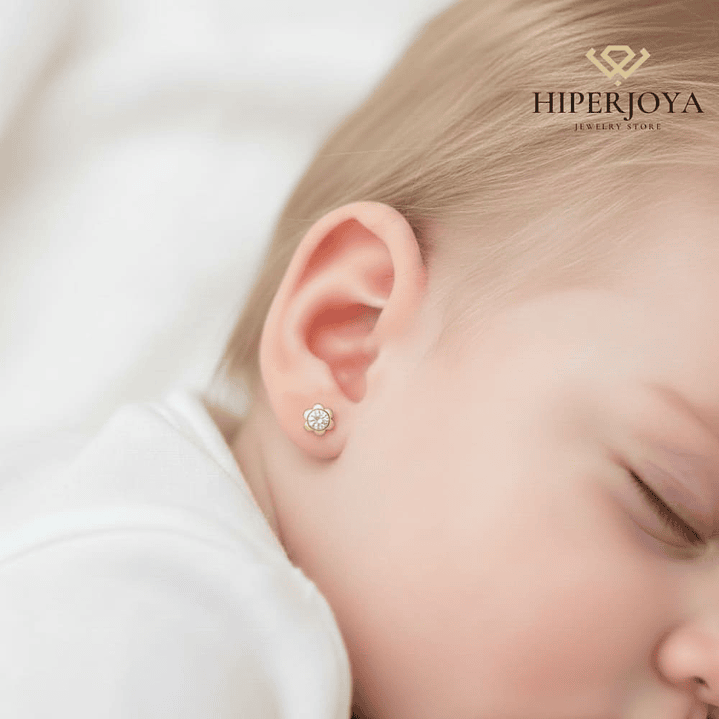 Pendientes de margarita con circonita  2