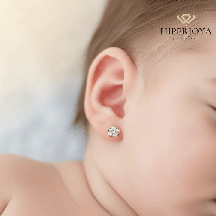 Pendientes Oro 18k amarillo flor  2