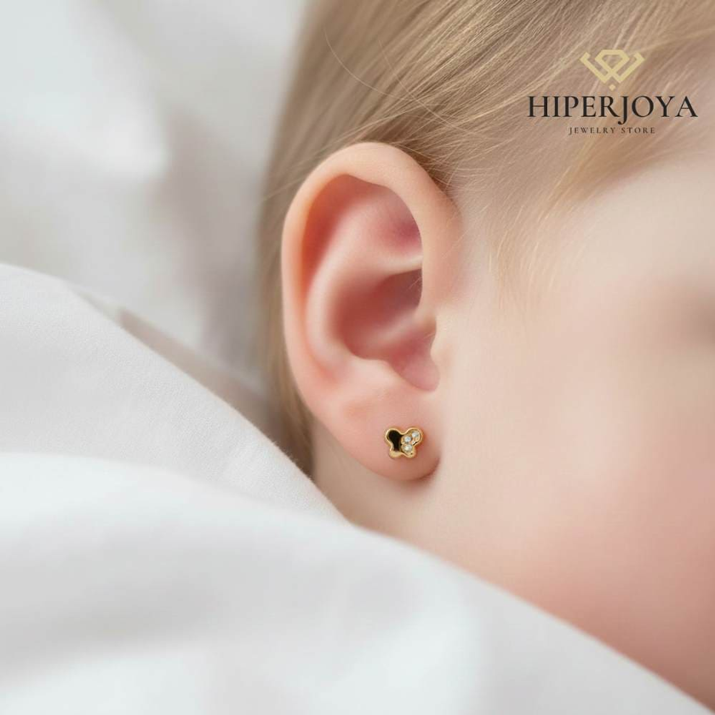 Pendientes oro amarillo mariposa con circonita 1