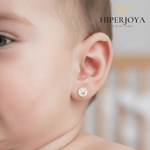 Pendientes oro amarillo perlas mariposa