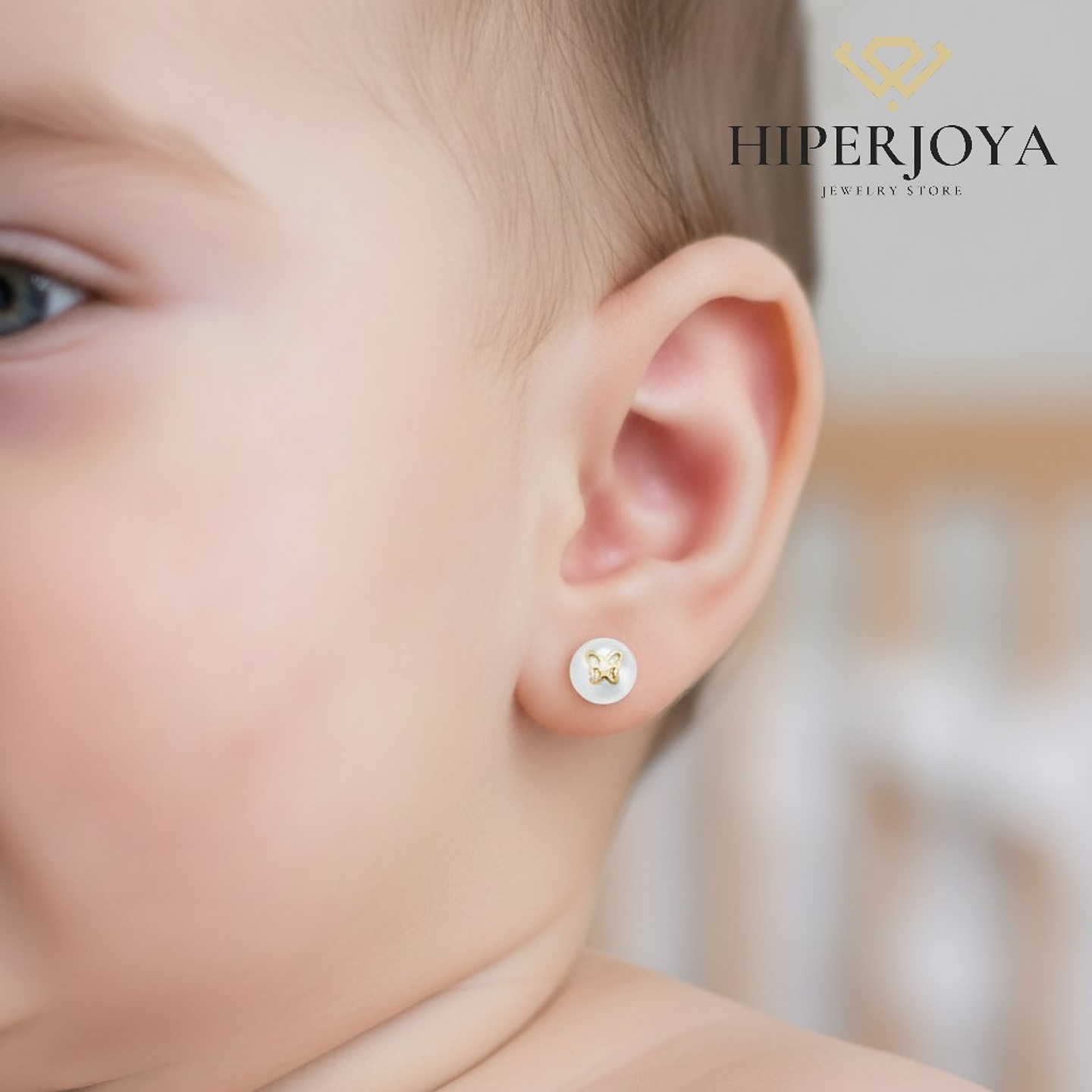 Pendientes oro amarillo perlas mariposa 1