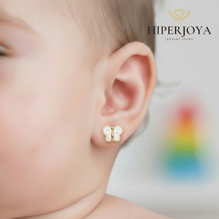 Pendientes de oro amarillo mariposa esmalte 2