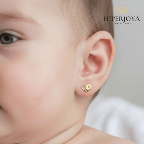 Pendientes oro amarillo corazón nácar