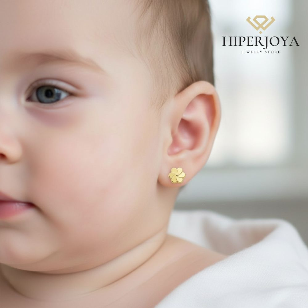 18K pendientes oro amarillo flor petalos 3