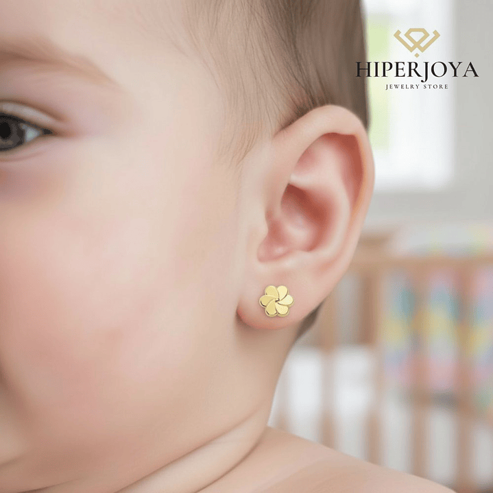 18K pendientes oro amarillo flor petalos 2