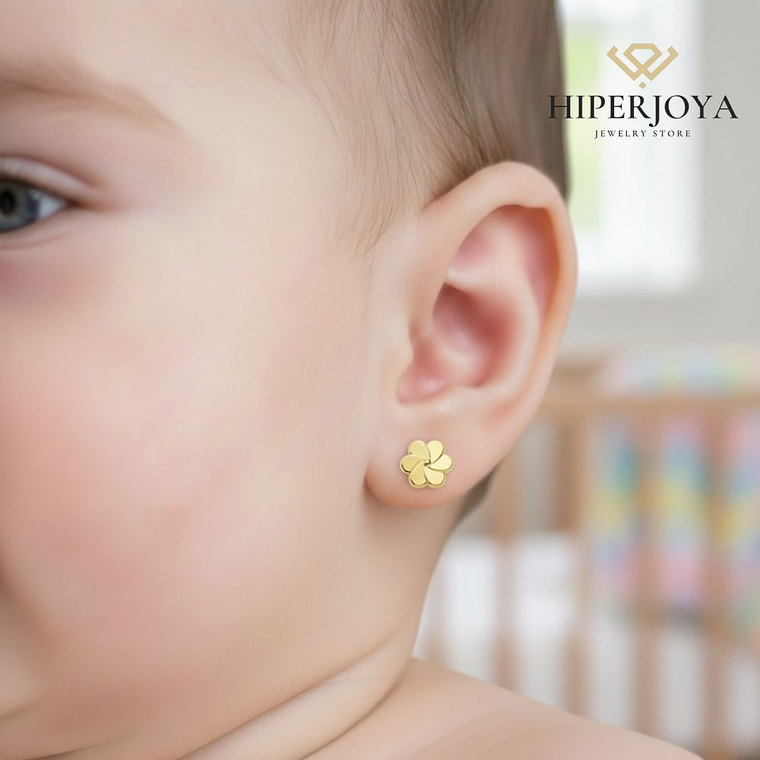 Pendientes oro amarillo flor petalos 1