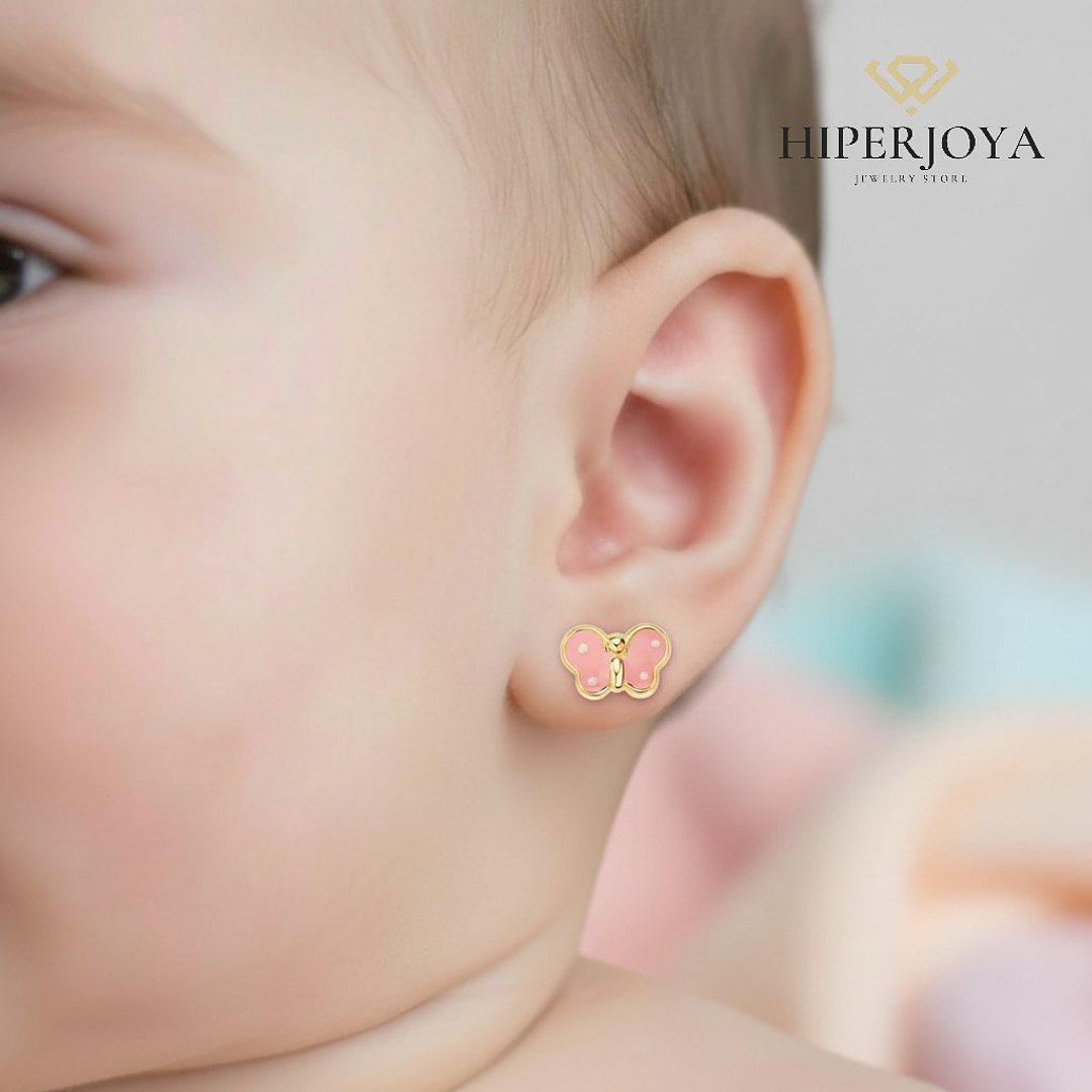 Pendientes de Oro mariposa esmaltada 2