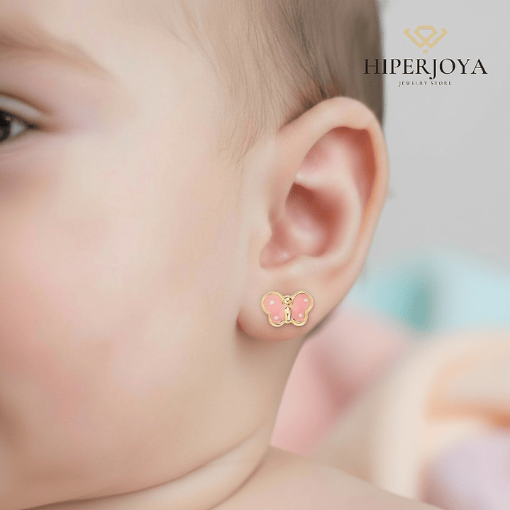 Pendientes de Oro mariposa esmaltada 2