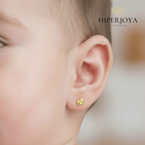 Pendientes Oro amarillo de bola tallada