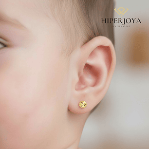 Pendientes Oro amarillo de bola tallada