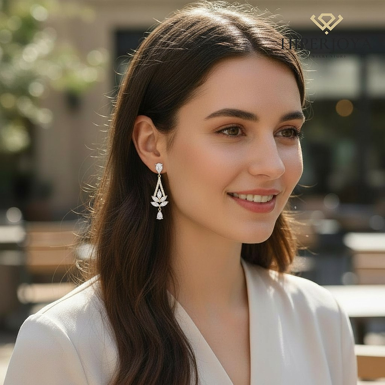 Pendientes dorados novia  3