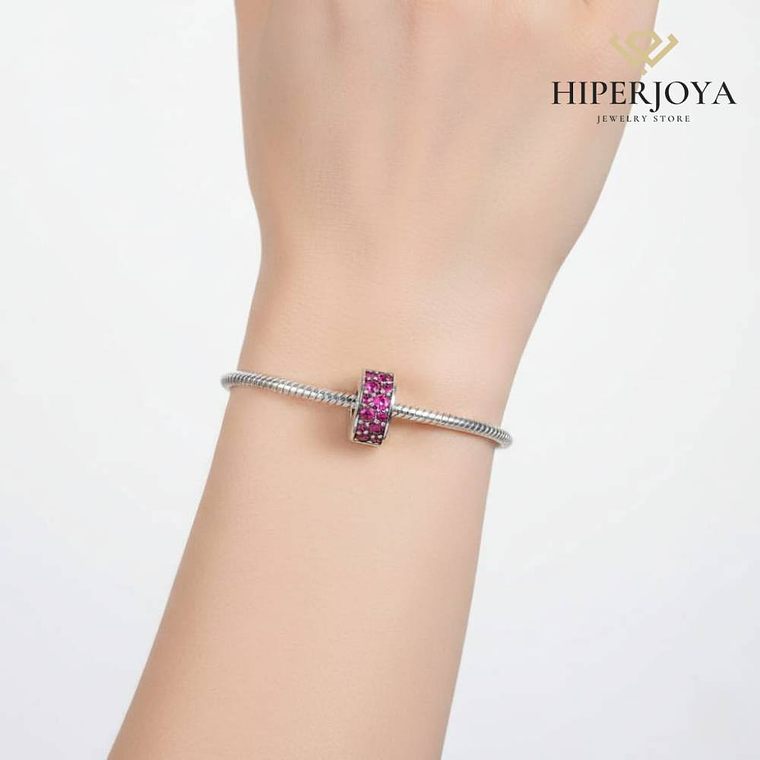 Abalorio fucsia plata 2