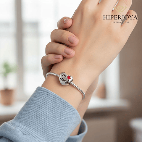 Abalorio, I love you, Mom, silver.