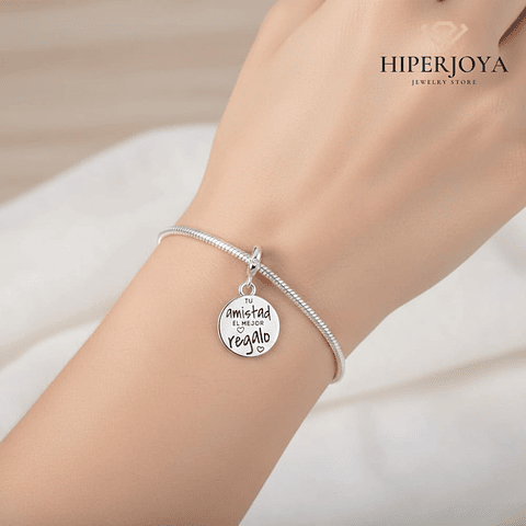 A charm for your friendship, the best gift, silver.