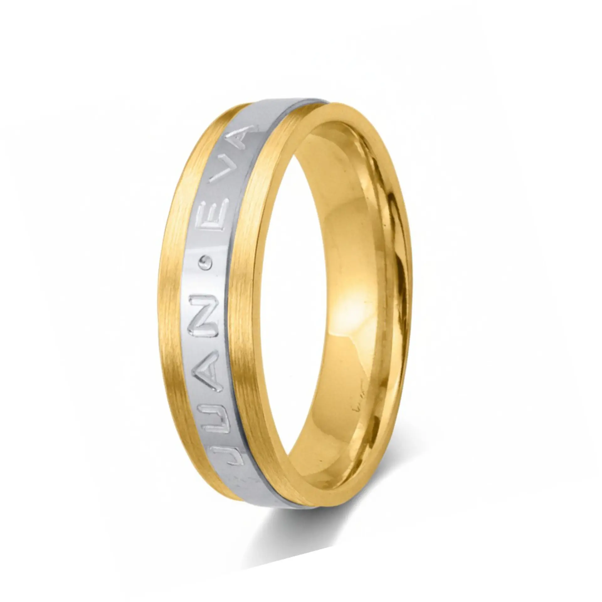 Alianza de oro 18k bicolor con nombre 1