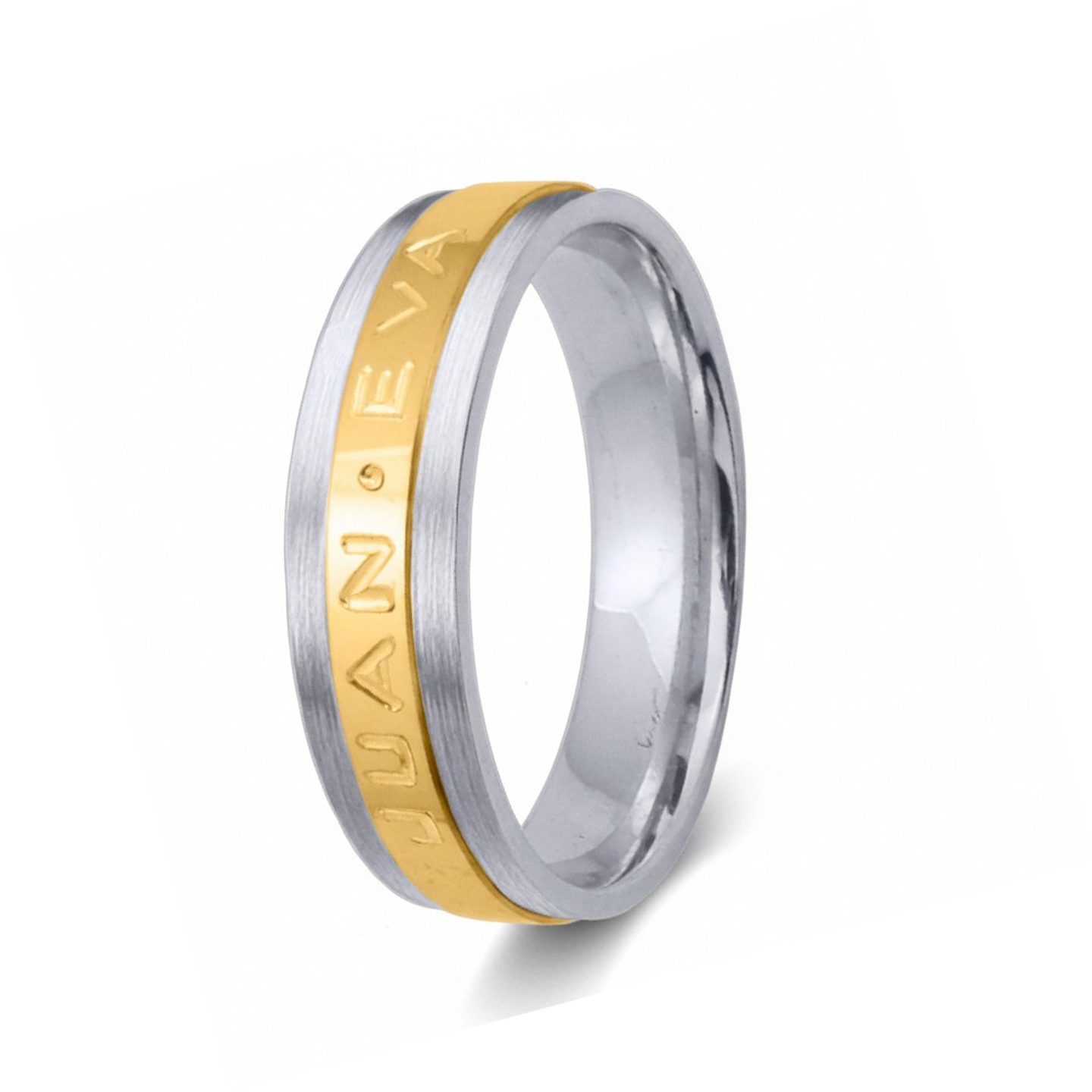 Alianza de oro 18k bicolor con nombre 5