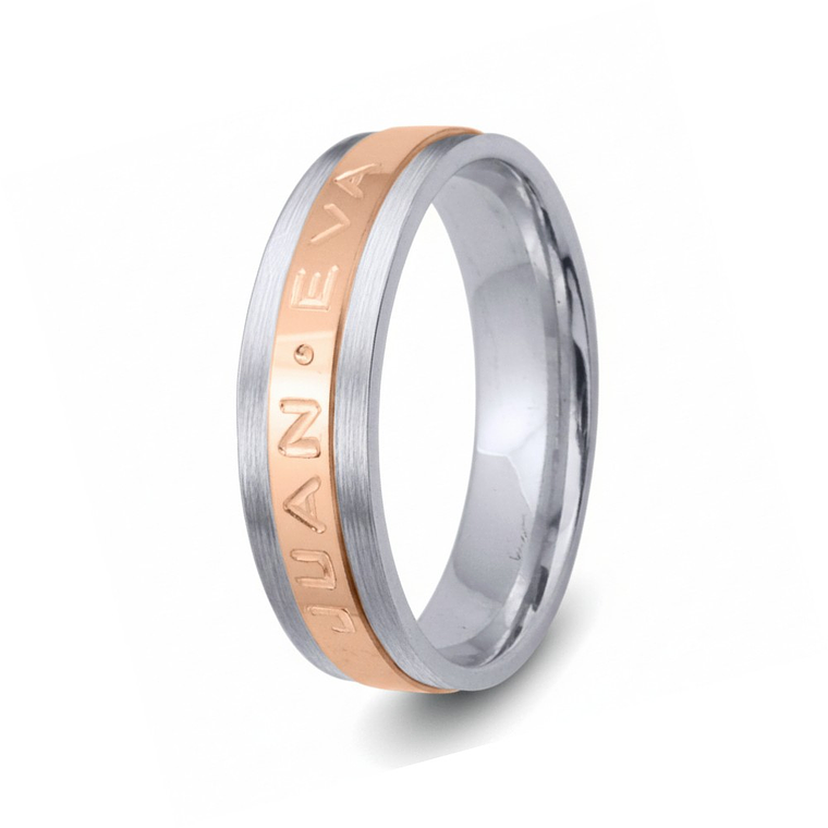Alianza de oro 18k bicolor con nombre 7