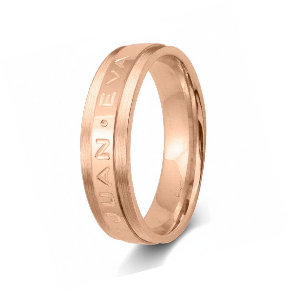 Alianza de oro 18k bicolor con nombre 21