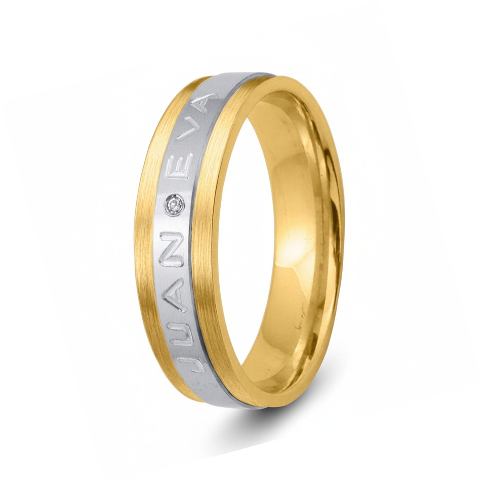 Alianza de oro 18k bicolor con nombre 3
