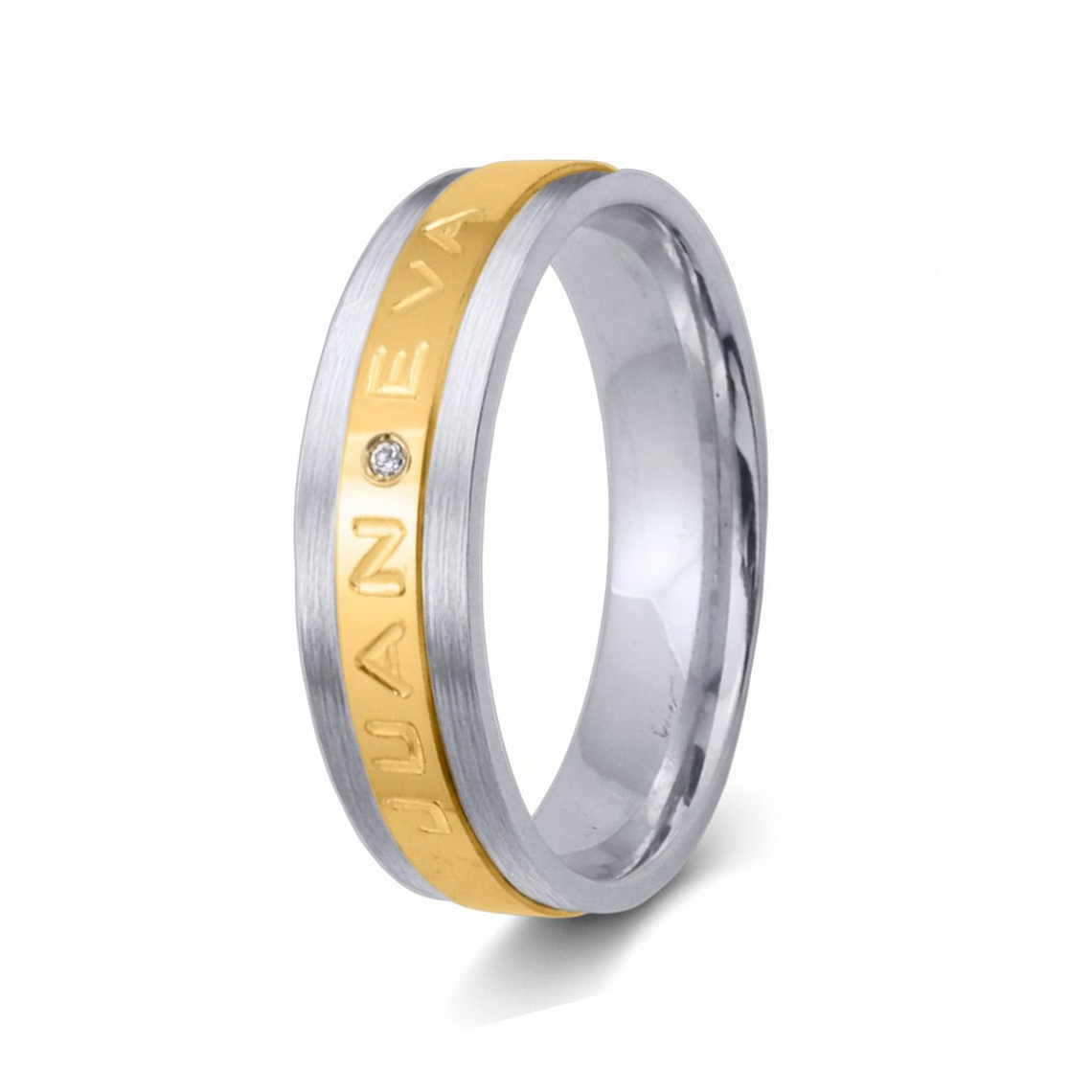 Alianza de oro 18k bicolor con nombre 4
